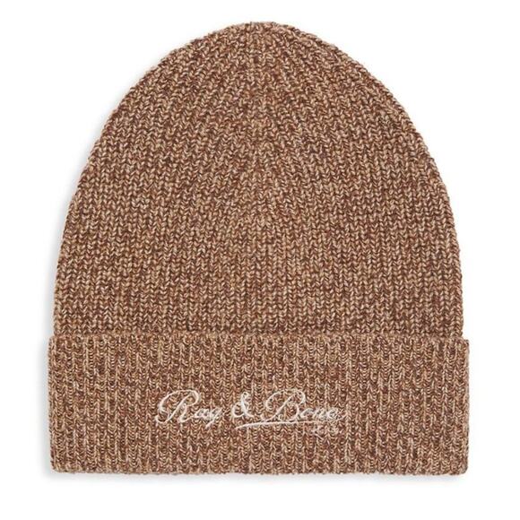 Rag and Bone Wool and Cashmere Blend Logo Knit Beanie Hat New - Picture 1 of 4